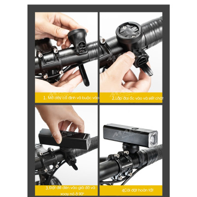 Đèn xe đạp LD-86A siêu sáng 1000 lumen, pin dung lượng cao 4500mAh, chất liệu vỏ nhôm, chống nước IP66, có hỗ trợ pad gắn treo (2 phiên bản tùy chọn) - Mai Lee