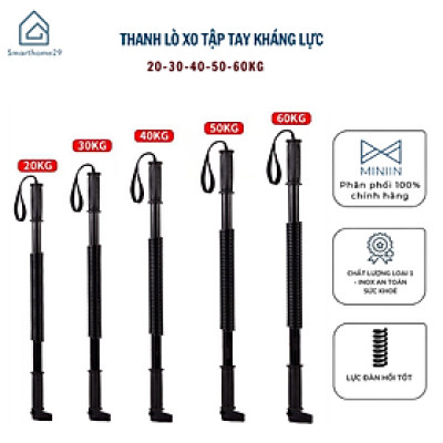 Gậy Bẻ Tập Cơ Tay Gậy Lò Xo Lực 20kg,25kg,30Kg,40kg,50kg,60kg - Thanh Lò Xò Tập Tay Tại Nhà Cao Cấp - Hàng Chính Hãng MINIIN