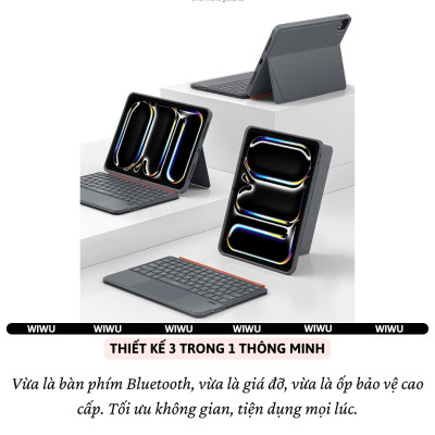 Case bao da bàn phím bluetooth V5.3 tích hợp trackpad / touchpad hiệu WIWU WM005 cho iPad Pro 11 13 inch M4 Pro 11 2020/21/22 Air 4/5/6/7 Gen 7 8 9 10.2 inch 10.5 inch - Bàn phím từ tính nam châm tháo rời, tích hợp giá đỡ - Hàng nhập khẩu