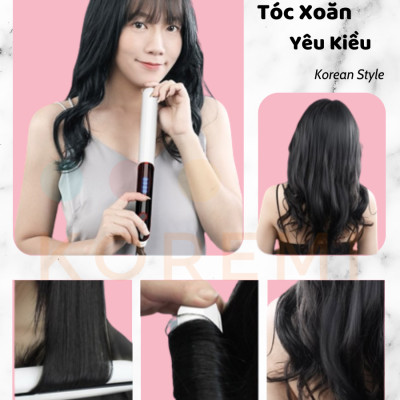 KOREMI Máy uốn duỗi 3in1 Duỗi Thẳng, Uốn Xoăn, Làm Phồng Tóc X3 ion âm, Giúp tóc suôn mượt Hàng Chính Hãng