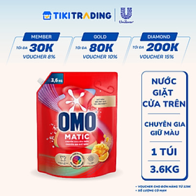 Túi Nước giặt OMO Matic Cửa Trên Hương Cam & Hổ phách Chuyên Gia Giữ Màu 3.6KG