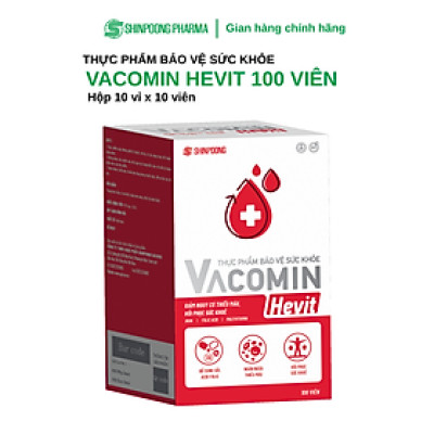 [Hộp 100 Viên] Viên Uống VACOMIN HEVIT Bổ Sung Sắt (Fe) Cho Người Có Nguy Cơ Thiếu Máu | Kết Hợp Acid Folic, Vitamin C, E, B6 - SHINPOONG PHARMA