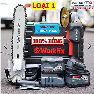 Máy Mài Pin WORKFIX 21V, Không Chổi Than, Pin 15 Cell, Lõi Đồng, Chống Khởi Động Lại, Tự Ngắt Khi Rơi Máy
