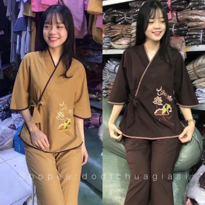 ĐỒ LAM ĐI CHÙA xéo nhật nơ thêu sen