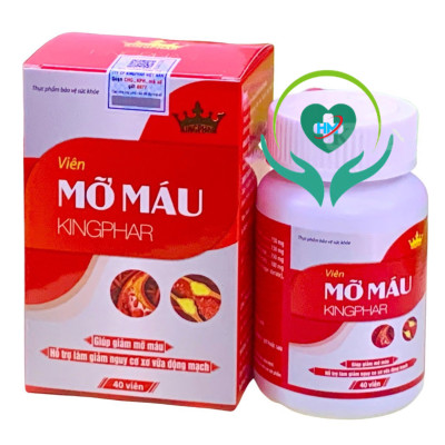 Viên mỡ máu Kingphar, hộp 40v, hỗ trợ hạ mỡ máu, giảm nguy cơ xơ vữa mạch máu