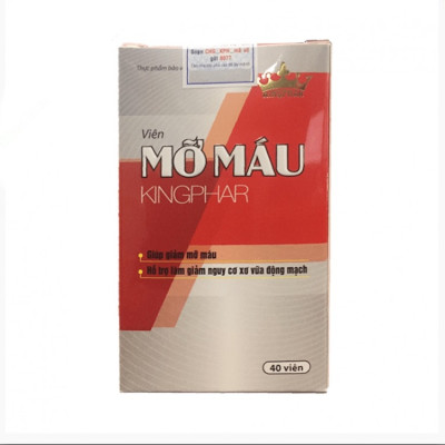 Viên mỡ máu Kingphar, hộp 40v, hỗ trợ hạ mỡ máu, giảm nguy cơ xơ vữa mạch máu