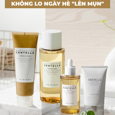 Bộ 4 Sản Phẩm Dưỡng Da Giảm Mụn, Phục Hồi Da Skin1004 Madagascar Centella (Cleansing Foam 125ml + Toner 210ml + Serum 55ml+ Cream Soothing 75ml)
