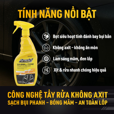 Xịt Làm Sạch Mâm & Vỏ Xe FORMULA 1 615264 680ml Đánh Bay Bụi Phanh Sáng Bóng Tức Thì - Nhập Khẩu Chính Hãng