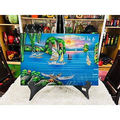 { Siêu sale }Tranh sơn mài thuận buồm xuôi gió cẩn ốc xà cừ cao cấp treo tường, trang trí nhà cửa, văn phòng