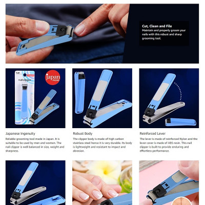 Bấm móng tay cao cấp Kai, phần bọc nhựa được thiết kế dùng để làm nơi chứa móng tay trong khi cắt, bấm tránh rơi vãi khắp nơi - nội địa Nhật Bản