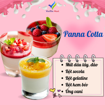 Set Bánh Panna Cotta Vị Dâu, Đào, Socola VietTin Mart