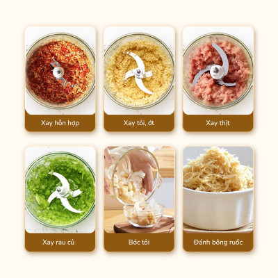 Máy xay thịt UNIE UM366, công suất 400W, 2 cối thủy tinh tiện lợi, động cơ đồng cao cấp;  xay thịt, đánh ruốc, bóc tỏi tiện lợi; hàng chính hãng bảo hành 12 tháng