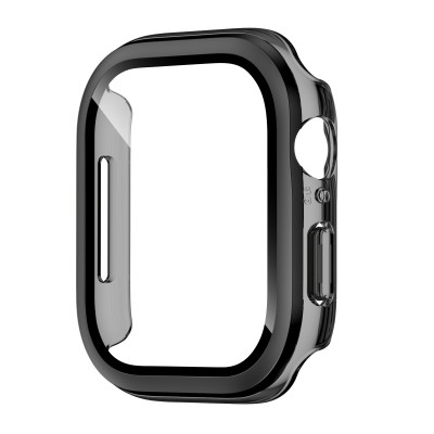 Ốp Case PC Mặt Kính Cường Lực Trong Suốt Viền Màu cho Apple Watch Series 10 Size 42mm / 46mm - Hàng Chính Hãng