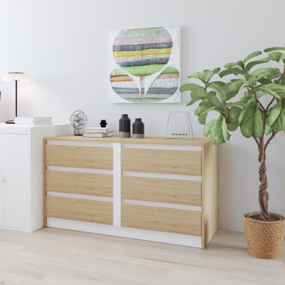 HAPPY FURNITURE , Tủ lưu trữ 6 ngăn kéo  , THK_335 , 120cm x 45cm x 66cm DxRxC