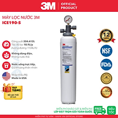 Máy Lọc Nước 3M ICE190-S Chuyên Dùng Cho Nhà Hàng, Quán Cà Phê, Căntin, Horeca - Hàng Chính Hãng 3M, Nhập Khẩu Mỹ