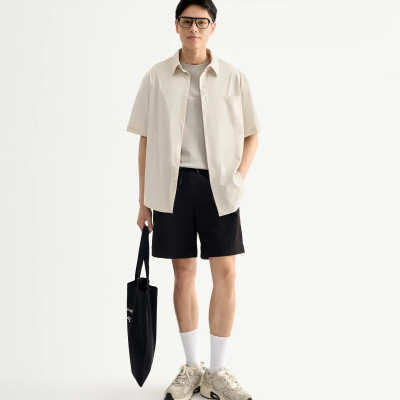 Áo sơ mi tay ngắn nam vải dù nhãn trang trí. Loose - RT 10F24SHS010 | ROUTINE CÀ MAU