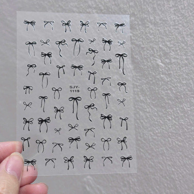 Sticker 3D Nơ Nổi Dài Ngắn Đen Trắng SJY1119 Làm Nail Siêu Xinh, Hình Dán Móng Nơ Ruy Băng Mix Kiểu Phong Cách Điệu Đà Đẹp Mắt Và Tinh Tế