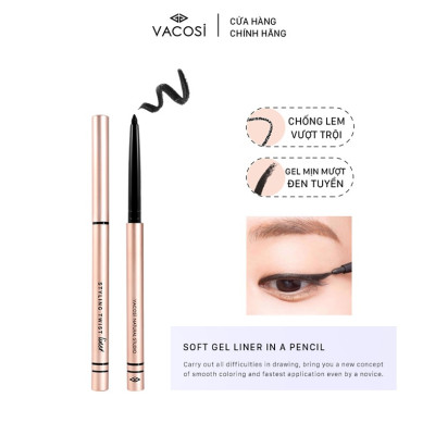 Chì Vặn Kẻ Mắt VACOSI Dạng Gel (Đen Huyền) Không Lem Không Trôi - VACOSI Styling Twist Liner
