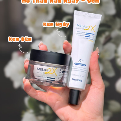 Kem dưỡng trắng da mờ thâm nám, tàn nhang ngày đêm Pretty Skin Melas 2X Cream 50ml