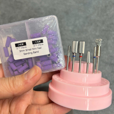 Combo 5 Đầu Mài Titan Kèm 50 Nhám Tím Mini 120/240 Tặng Chổi Vệ Sinh Đầu Mài Chuyên Dùng Làm Nail Cá Nhân phá gel