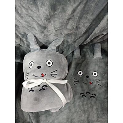 Bộ 3 món gối tựa lưng + gối bụng mèo + mền ngủ văn phòng cao cấp A - giao ngẫu nhiên