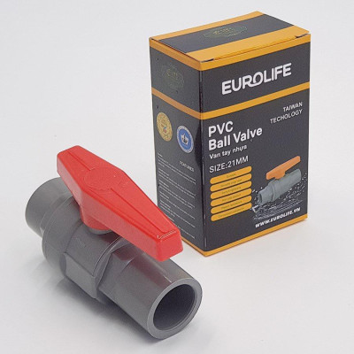 Bộ 5 van PVC 2 mảnh ghép siêu nhẹ có chân dùng cho ống nước 27mm Eurolife EL-VCC27 (Xám đỏ)