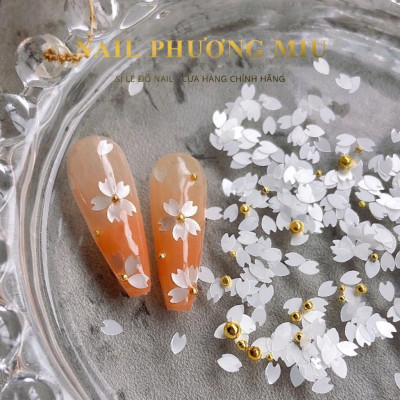 Hoa Anh Đào Trang Trí Móng, Phong Cách Nhật Hàn, Chất Liệu Sequins Lấp Lánh, 50 Bông, Làm Nail Trẻ Trung Nail Phương Miu Nữ