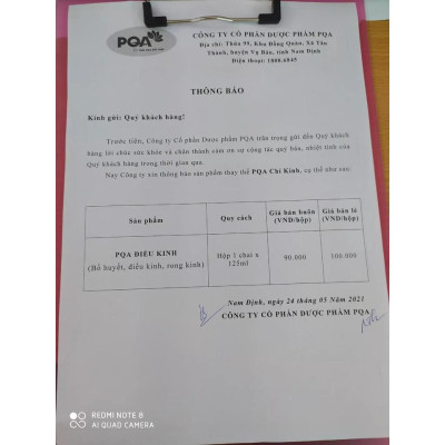 Điều Kinh PQA Giúp Bổ Huyết, Tán Hàn, Chỉ Thống Dùng Cho Người Đau Bụng Kinh Hộp 125ml