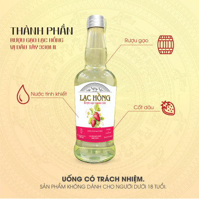 [COMBO 6 CHAI] Rượu Gạo Lạc Hồng Vị Dâu Tây thơm ngon dễ uống được chưng cất từ gạo lên men 330ml