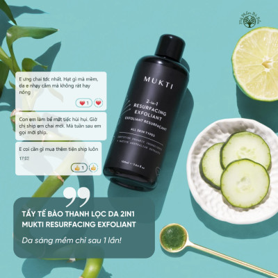 Tẩy Tế Bào Chết Chống Lão Hóa, Sáng Da, Giảm Nhăn Mukti 2-in-1 Resurfacing Exfoliant (100ml)