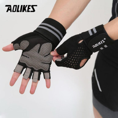 Găng tay thể thao Nam - Nữ có quấn bảo vệ cổ tay Aolikes 113B