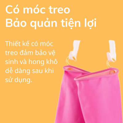 Bộ 3 Đôi Găng Tay cao Su Tự Nhiên Hàn Quốc Có Móc 38 cm