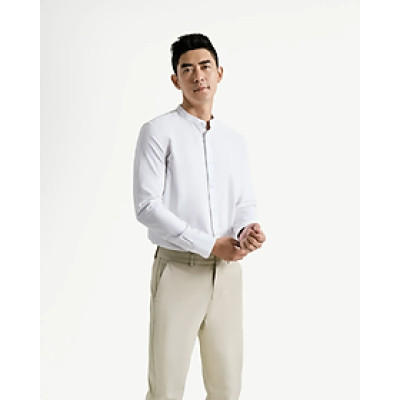 Áo Sơ Mi Nam Oxford Cổ Trụ màu Trắng ROUTINE Form Fitted - 10S24SHL006CR1 | ROUTINE CÀ MAU