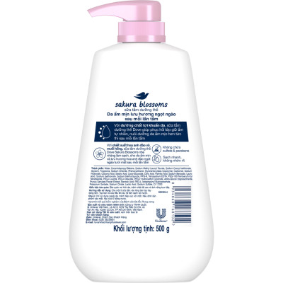 Sữa Tắm Serum Dove Pro-Ceramide Hoa Sakura và Muối Hồng Giúp Da Đàn Hồi Và Căng Bóng 500g