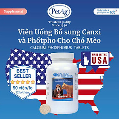VIÊN UỐNG BỔ SUNG CANXI & PHOTPHO PET AG CHO CHÓ MÈO - CALCIUM PHOSPHORUS TABLETS [ HỘP 50v ]