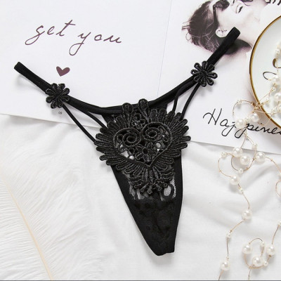 Quần lót nữ thêu hoa trước kiểu dáng đẹp - Màu đen