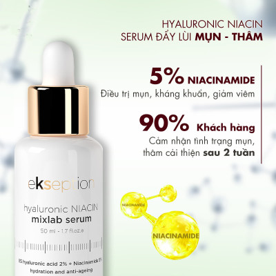 Serum giảm mụn, xóa thâm Ekseption HYALURONIC NIACIN MIXLAB SERUM - 50ml duy trì độ ẩm cho làn da, giúp làm sáng da và mịn da