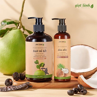 Combo Dầu gội thảo dược- Dầu xả thiên nhiên thuần chay hỗ trợ kích mọc Giọt Lành