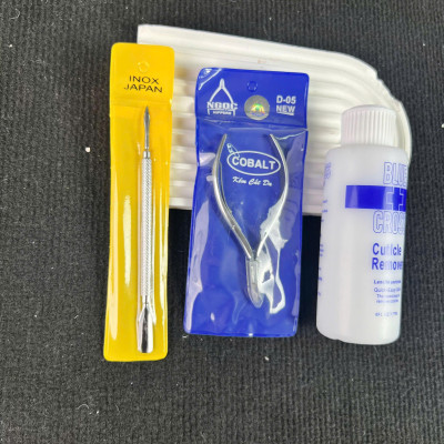 Combo Nhặt Da 3 Món Nhanh Gọn Mềm Da Blue Cross 177ml, Kìm NGỌC Cắt Da Siêu Bén Và Cây Đẩy Da Sủi Da INOX Lấy Khóe Kết Hợp Làm Nail Nữ Women
