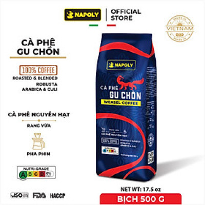 Cà Phê Chồn Napoli Coffee 500g/túi - Cafe Arabica/Robusta/Culi Hạt SẠCH Cao Cấp Chuyên Pha Phin hoặc Máy