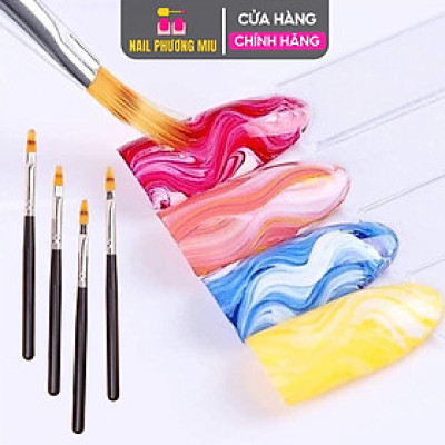 Cọ Ombre Đầu Dẹt Cán Gỗ, 2 Lớp Lông, Dặm Sơn Gel, Loang Kéo Màu Làm Nail, Thiết Kế Độc Đáo, Lông Tổng Hợp Cao Cấp cọ xước nail