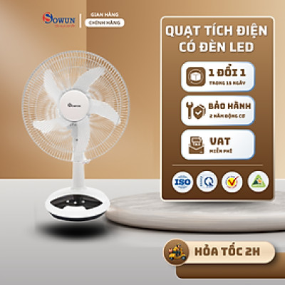 Quạt Tích Điện SOWUN SW809, Thời Gian Hoạt Động Lâu, Có Đèn LED 0.2W Sử Dụng Khi Mất Điện