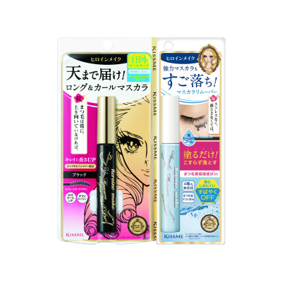 Set Mascara Chuốt Cong Và Dài Mi Mascara Tẩy Trang Mi Kissme Heroine Make (Set 2 cây)