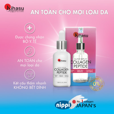 Serum dưỡng sáng da, ngăn lão hoá, dưỡng ẩm super serum collagen peptide kihasu: Sử dụng cho nam và nữ (chai 10ml - 50ml) dùng cho mọi loại da