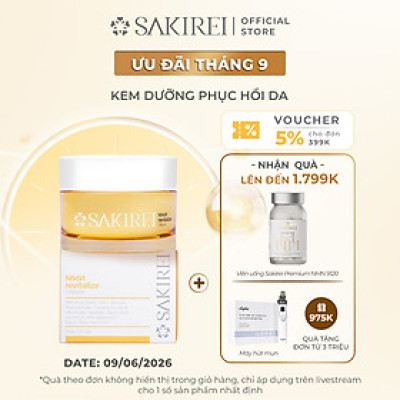 Kem dưỡng ẩm, làm sáng mịn và phục hồi da Sakirei NMN Revitalize Cream 50g