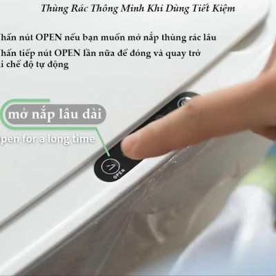 Thùng Rác Cảm Ứng Tự Động Thông Minh Pin Sạc Cổng USB Bản Nâng Cấp 2022 Cảm Ứng Kép 3 Chiều Dung tích 14L Chống Nước Tốt