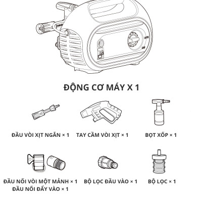 Máy Rửa Xe Mini Deli Công Suất Lớn - Tiết Kiệm Điện Năng, Phun Rửa Đa Năng - DL882201