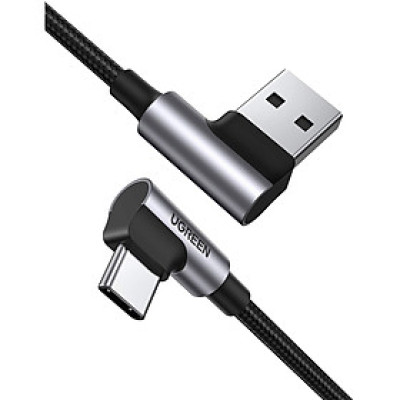 Cáp usb type C ra A mạ Nickel đầu bọc nhôm chống nhiễu 1M 2 đầu bẻ góc 90 độ Ugreen 176TYC20856US Hàng chính hãng