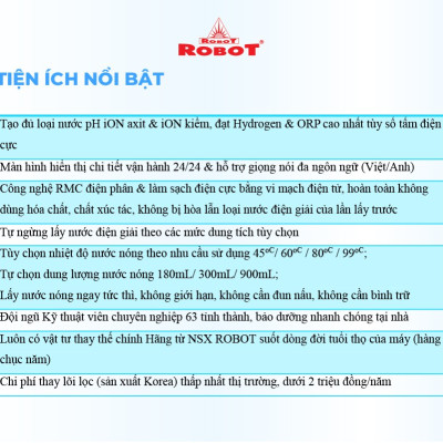 Máy Lọc Nước Điện Giải Nóng Thông Minh ROBOT IonSmart 510 Chức Năng Nóng Thông Minh- Tạo Ra 10 Loại Nước - Hàng Chính Hãng