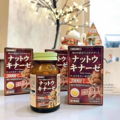 Viên Uống Hỗ Trợ Tai Biến Đột Quỵ Nattokinase 2000FU Orihiro 60 Viên Nhật Bản Hàng Chính Hãng